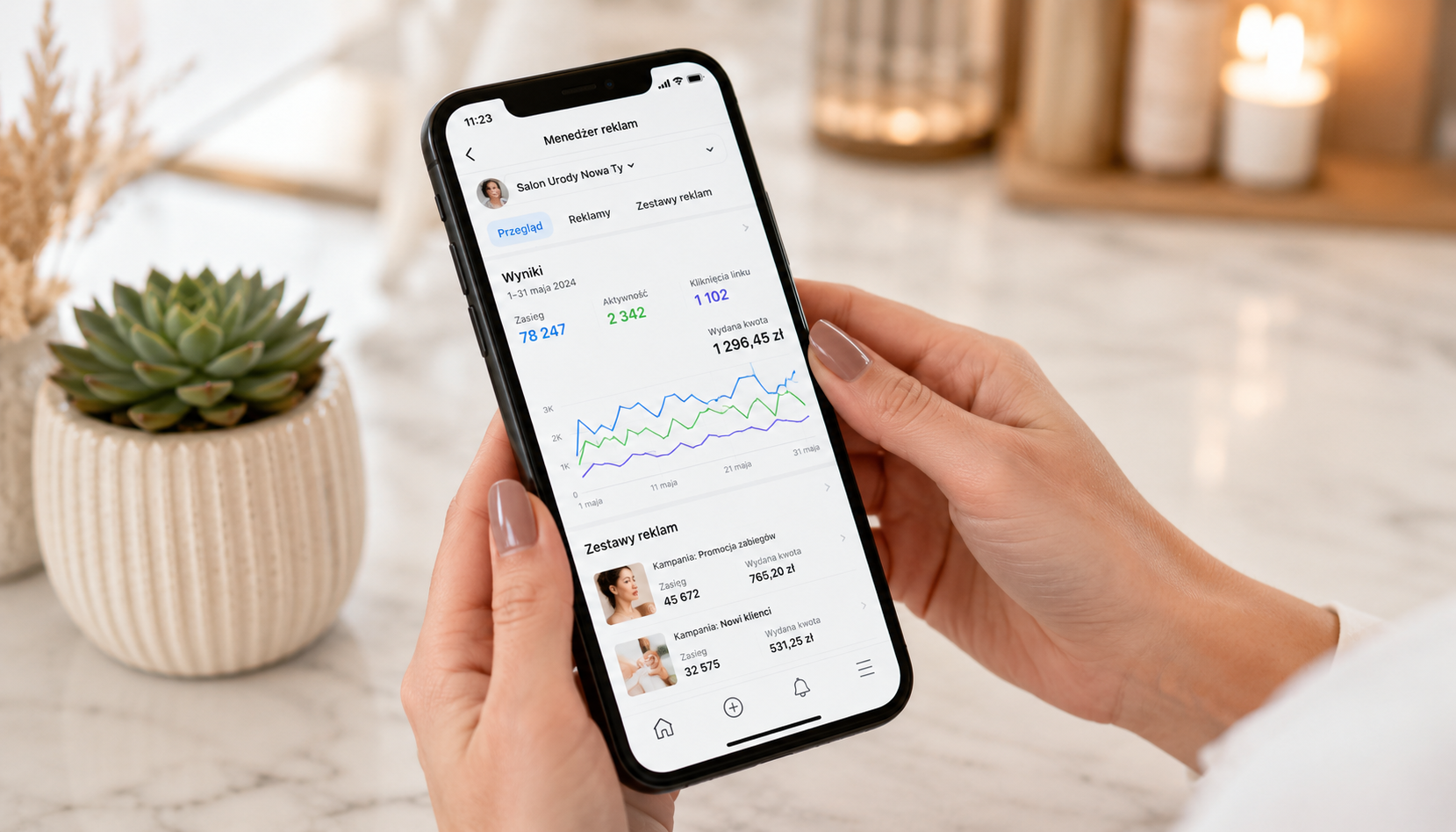 Reklamy Facebook i Instagram dla gabinetu beauty